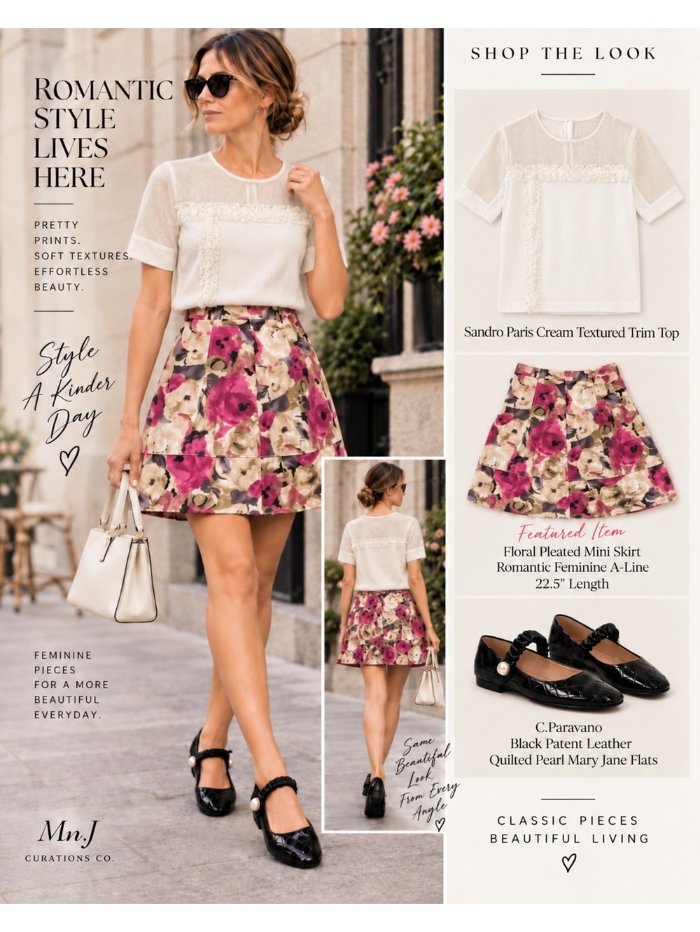 Eric Alexandre Floral Mini Skirt A-Line Coquette Cottagecore Parisian Chic US 4